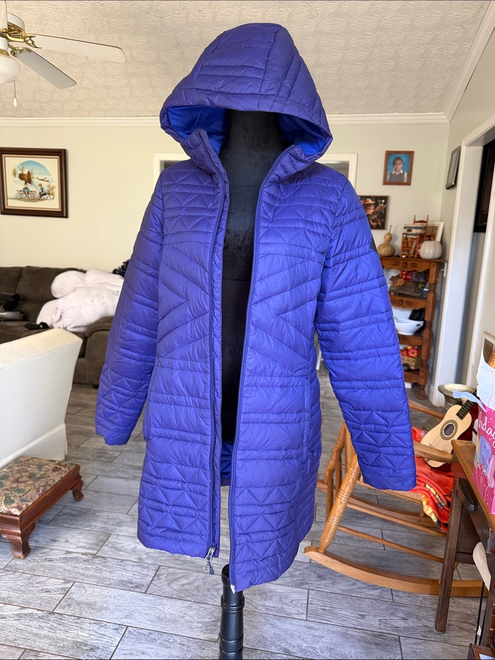 The North Face Women's Hooded Packable Puffer Coat - Royal Purple